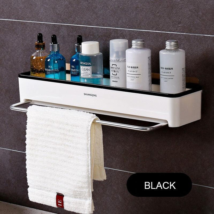 Bathroom Storage Solution with Towel Holder and Hanging Rod