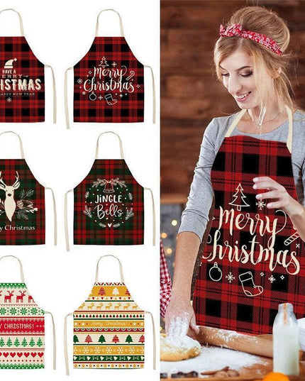 Merry Christmas Linen Cooking Apron - Essential Festive Attire & Gift Idea