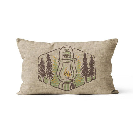 Charming Cartoon Camper Linen Throw Pillow Cover