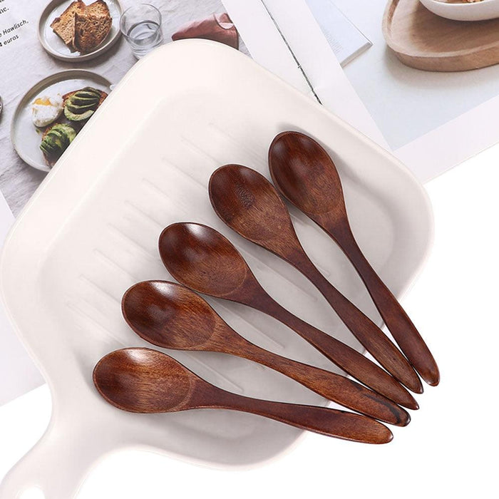 Japanese Style Wooden Spoon Set - 5-Piece Elegant Collection