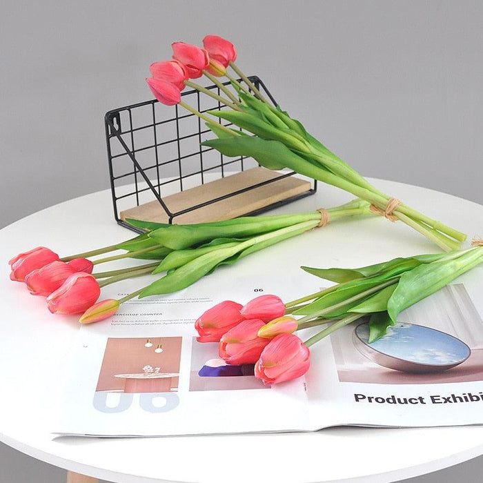 Luxurious Tulip Artificial Flower Bouquet - 5Pcs Real Touch | 46CM - Botanica Home Decor