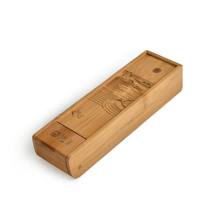 Elegant Chinese Bamboo Tea Set with Artistic River Design and Storage Box