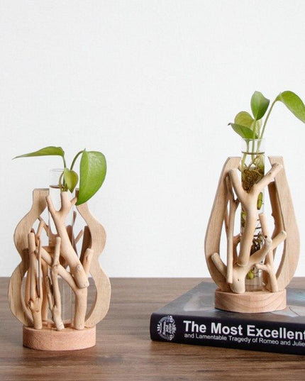 Artisan Crafted Wooden Vase with Unique Design