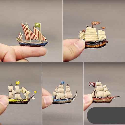 Miniature Model Mini Pirate Ship Sea Yacht Ocean Pleasure Boat Decor Small Retro Triangular Sailboat Action Figure figurine Toys-0-Très Elite-A6-Très Elite