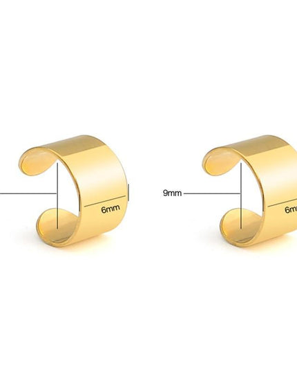 Chic Golden Stainless Steel Clip-On Ear Cuffs - Stylish Accessory for Everyone