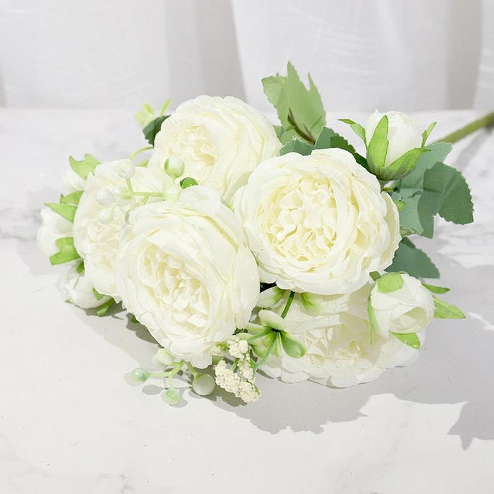Stunning Lifelike Pink Peony Silk Floral Bouquet - Ideal for Weddings and Creative Projects