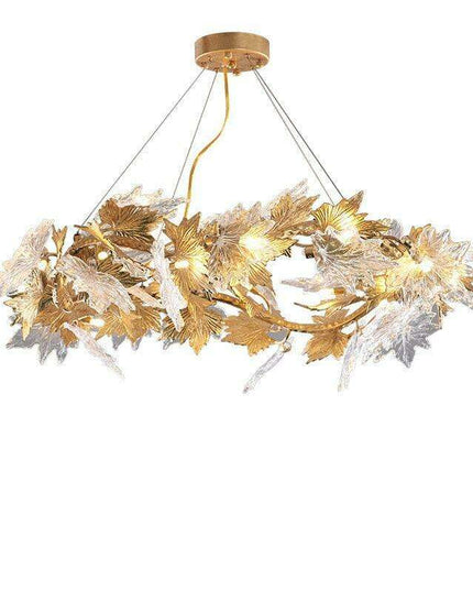 Luxurious Handcrafted Glass Chandelier with Copper Finish