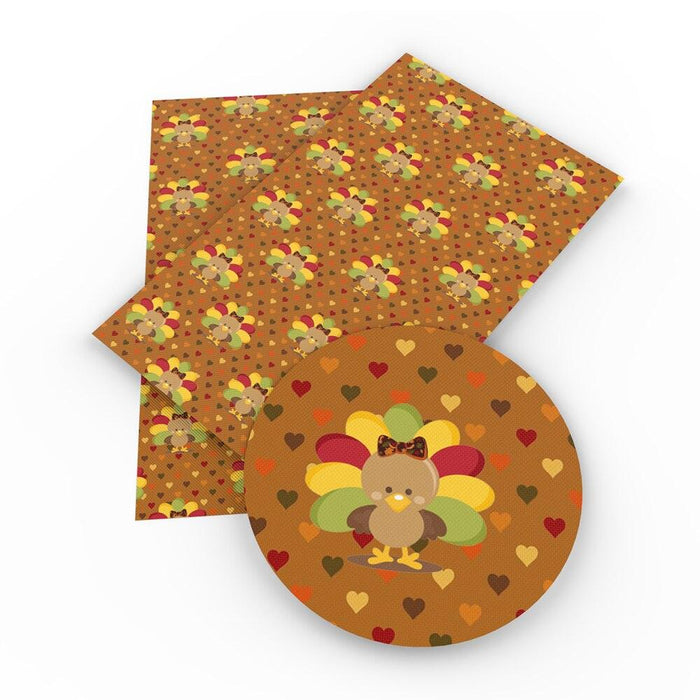 Thanksgiving Day Leaf Print Vinyl Leatherette Craft Fabric Sheet