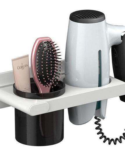 Wall-Mounted Hair Dryer Storage Shelf with No-Drill Installation