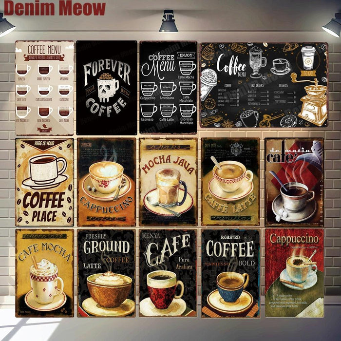 Vintage Coffee Menu Metal Sign - Retro Wall Art Decor for Cafes, Bars, and Pubs