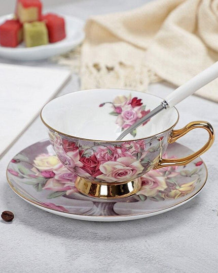 Charming YeFine Bone China Tea Cup & Saucer Set - Whimsical On-Glazed Design
