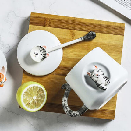 Charming Shiba Inu Akita Dog Ceramic Mug & Spoon Set - 420ml for Stylish Sipping