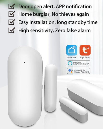 WiFi Door Sensor for Smart Homes - Voice Control Compatible with Alexa & Google Assistant