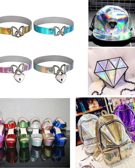 Iridescent Holographic Faux PU Leather Sheet for Creative DIY Projects