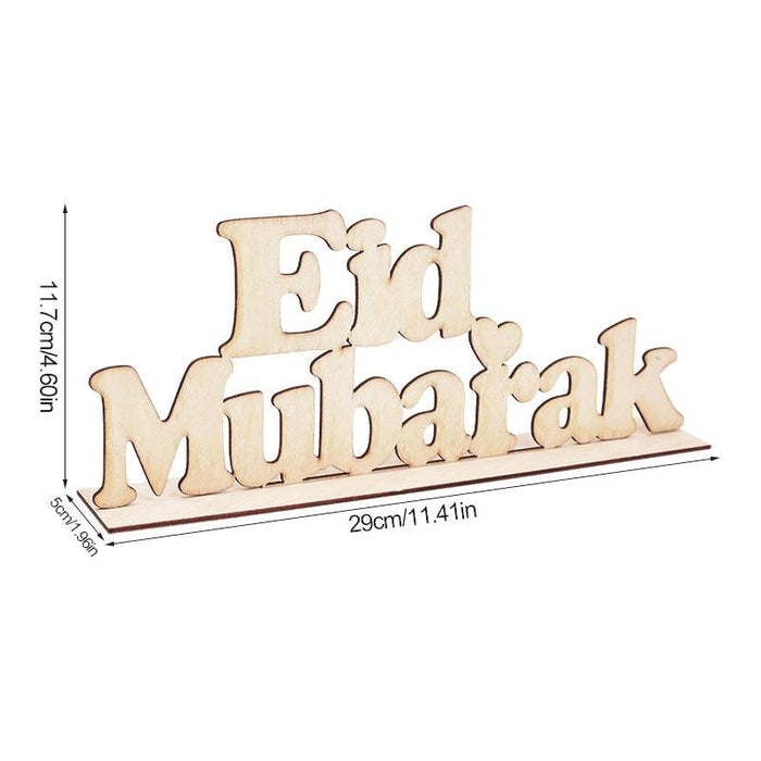 Luxurious Wooden Eid Mubarak Ornament: Elevate Your Festive Space