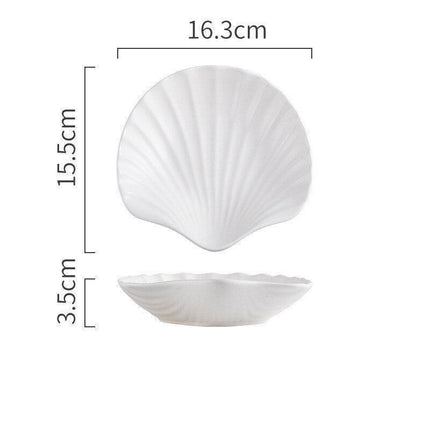 Elegant Handmade Matte Glazed Nordic Shell Plate Set: Artisan Ceramic Dishware Collection