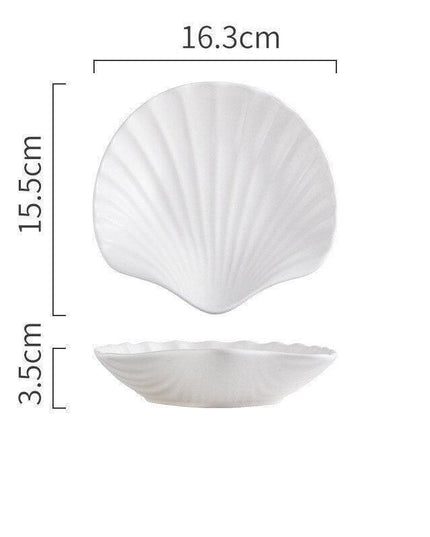 Elegant Handmade Matte Glazed Nordic Shell Plate Set: Artisan Ceramic Dishware Collection