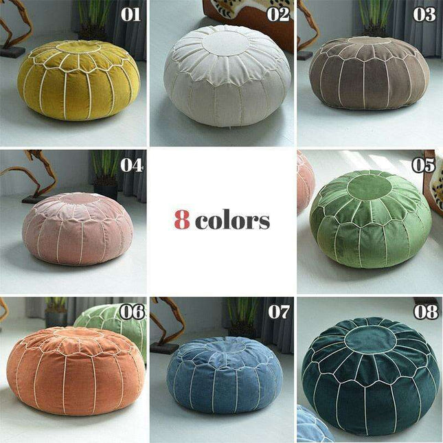 Vibrant Embroidered Velvet Moroccan Pouf Ottoman - Cozy Chic Accent Piece