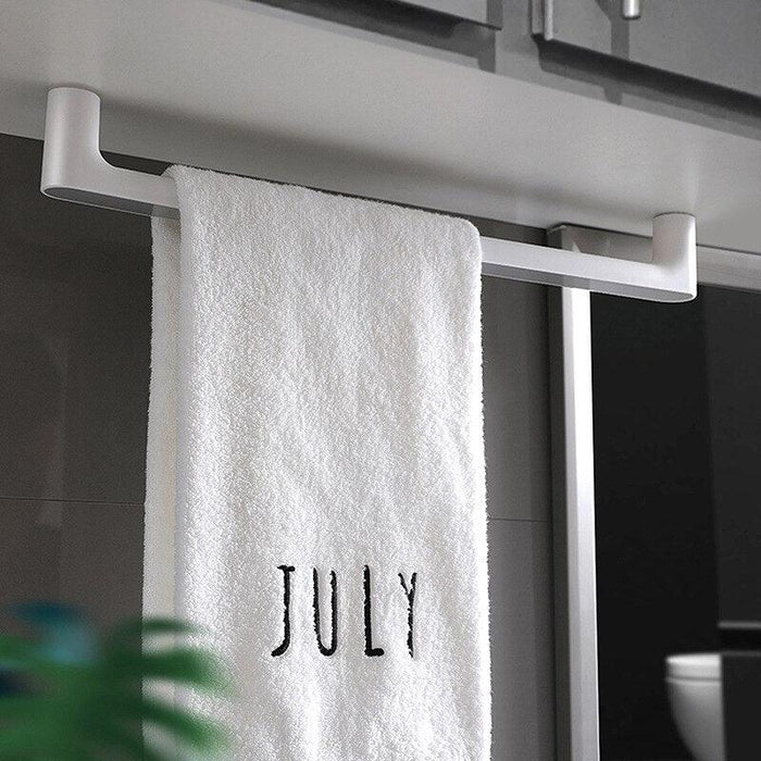 Sleek Grey and Black Self-Adhesive Towel Organizer with Hooks - 26.5*5.5cm