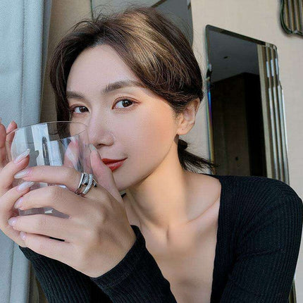 Gothic Glamour: Bold Zircon-Embellished Cross Ring Set for Women