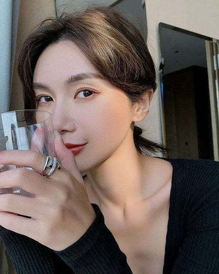 Gothic Glamour: Bold Zircon-Embellished Cross Ring Set for Women