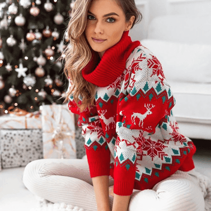 Holiday Cheer Cozy Turtleneck Sweater for Women