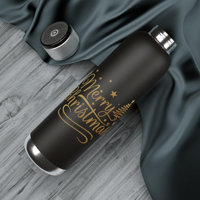 Holiday Harmony: Bluetooth Speaker & Insulated Bottle with LED Lights - 22oz Music & Hydration Companion