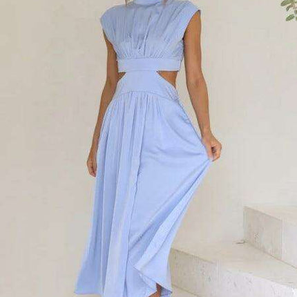 Bohemian Chic Dreamy Macaron Maxi Dress with Stand Collar