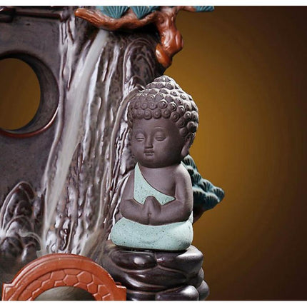 Illuminated Pine-Themed Backflow Incense Burner with Calming Waterfall Smoke Effect - Très Elite
