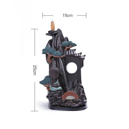 Illuminated Pine-Themed Backflow Incense Burner with Calming Waterfall Smoke Effect - Très Elite