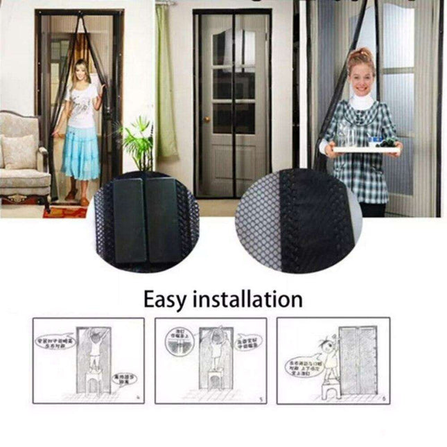 Insect-Proof Magnetic Mesh Screen Door with Automatic Soft Close Mechanism