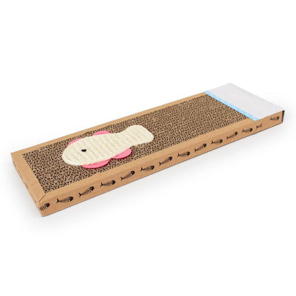 Interactive Cat Scratch Pad with Mouse/Fish Design and Cozy Bed Feature - Très Elite