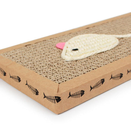Interactive Cat Scratch Pad with Mouse/Fish Design and Cozy Bed Feature - Très Elite