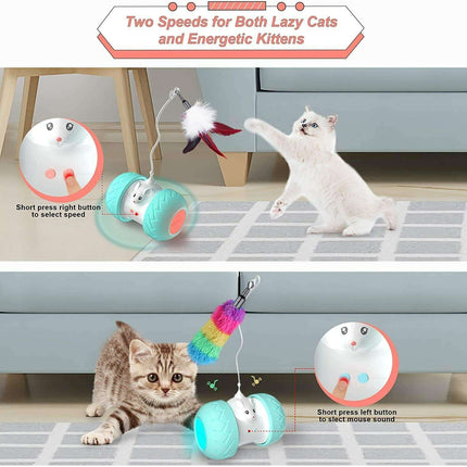 Interactive LED Cat Toy with Feathers and Squeaking Mouse - Très Elite