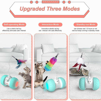 Interactive LED Cat Toy with Feathers and Squeaking Mouse - Très Elite
