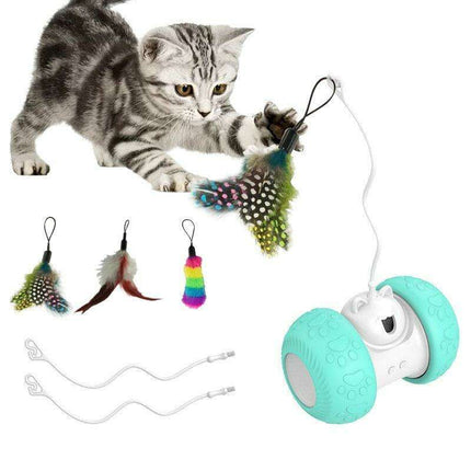 Interactive LED Cat Toy with Feathers and Squeaking Mouse - Très Elite