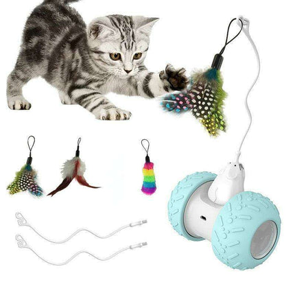 Interactive LED Cat Toy with Feathers and Squeaking Mouse - Très Elite