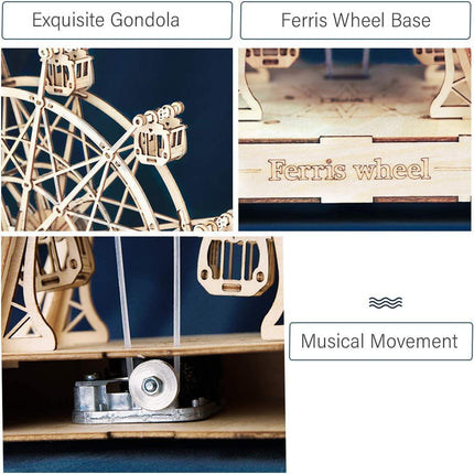Interactive Musical Wooden Ferris Wheel Model Kit - Fun Educational Craft for All Ages - Très Elite