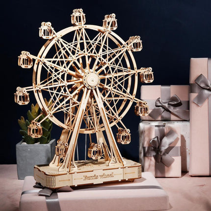 Interactive Musical Wooden Ferris Wheel Model Kit - Fun Educational Craft for All Ages - Très Elite
