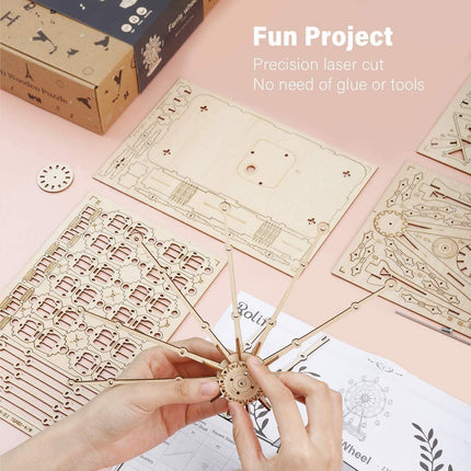 Interactive Musical Wooden Ferris Wheel Model Kit - Fun Educational Craft for All Ages - Très Elite