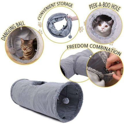 Interactive Peekaboo Pet Tunnel with Fun Ball - Engaging Playtime Adventure for Your Furry Companions - Très Elite