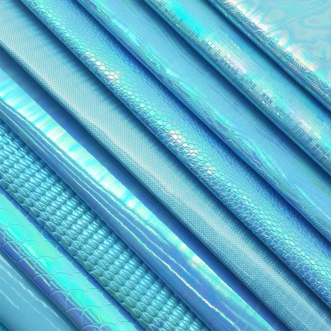 Iridescent Blue Snake Glitter Fabric for Creative Crafting