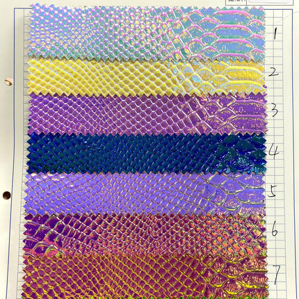 Iridescent Holographic Faux Leather Crafting Sheet with Snake Skin Embossing - Très Elite