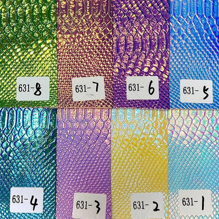 Iridescent Holographic Faux Leather Crafting Sheet with Snake Skin Embossing - Très Elite