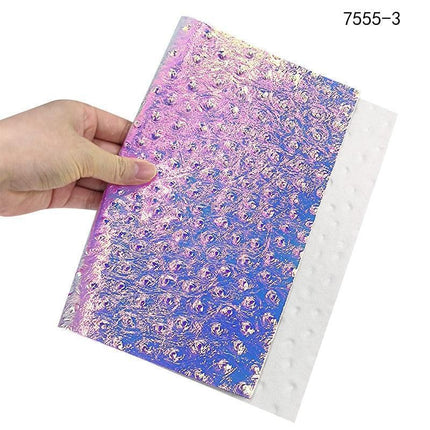 Iridescent Holographic Faux Leather Crafting Sheet with Snake Skin Embossing - Très Elite