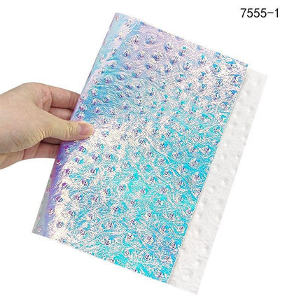 Iridescent Holographic Faux Leather Crafting Sheet with Snake Skin Embossing - Très Elite