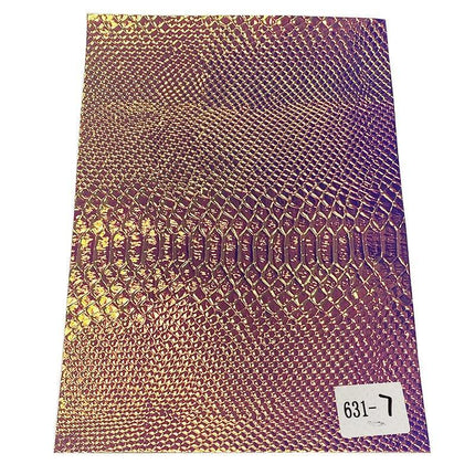 Iridescent Holographic Faux Leather Crafting Sheet with Snake Skin Embossing - Très Elite