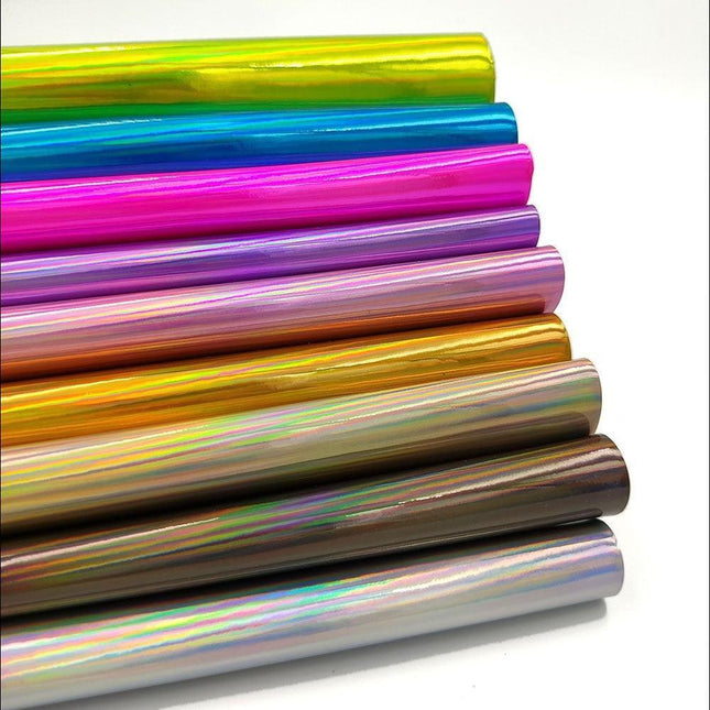 Iridescent Holographic Faux PU Leather Sheet for Creative DIY Projects