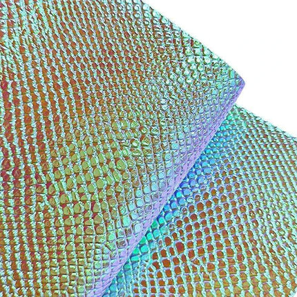 Iridescent Python Scale Holographic PU Fabric - Unleash Your Creative Potential - Très Elite