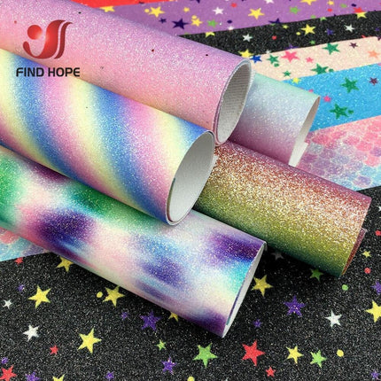 Iridescent Rainbow Sparkle Fabric Sheets - Perfect for Creative DIY Projects